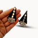 Black And Silver Mirror Triangular Studs Earrings For Women